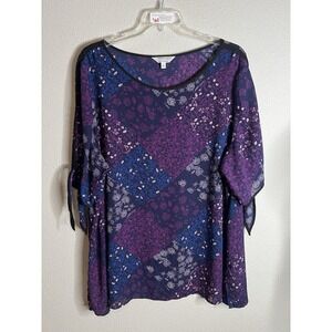 Women's Prescott New York purple multi print Floral Tunic Size 28